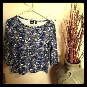 Rafaella blue Paisley top sz L